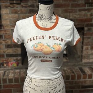 Forever 21 Feelin' Peachy Crop Top - White and Orange